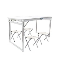Silver Outdoor Fold-able Table with Chairs Photo