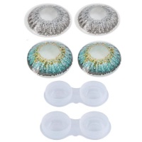 Lilhe Pack of 2 Pairs of Contact Lenses with Cases- Blue & Grey Photo