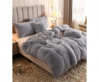 3 Piece Fluffy Comforters - Grey Photo