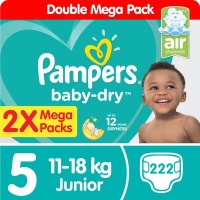 Pampers Baby Dry - Size 5 Double Mega Pack - 222 Nappies Photo