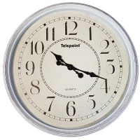 Telepoint Large Wall Clock - Antique Wooden - White Photo