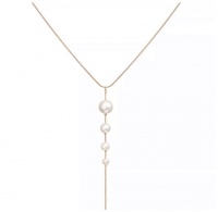 SilverCity Thin Gold Simulated Pearl Drop Necklace Photo
