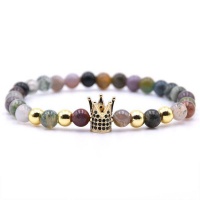 Argent Craft Natural Healing Stone Bracelet With Gold Crown Photo