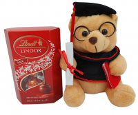Graduation Teddy Bear & Chocolate Gift Set - White Photo