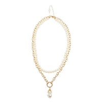 Quiz Ladies Gold Pearl Layered Nacklace - Gold Photo