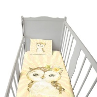 Print with Passion Yellow Baby Owl Cot Duvet Set Photo
