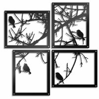 Unexpected Worx Birds In Tree 4 Pieces Black Wall Art Home Décor -125 x 125cm By Photo