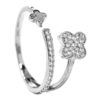 iDesire cubic zirconia clover ring with opening to adjust the size Photo