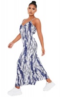 I Saw it First - Ladies Blue Tie Dye Woven Plunge Jumpsuit Photo