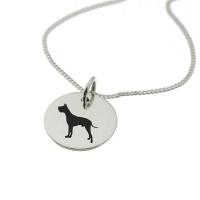 Great Dane Dog Silhouette Sterling Silver Necklace with Chain Photo