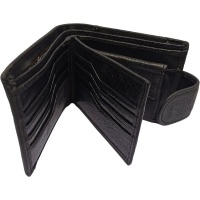 Men's Genuine Leather Bifold Wallet for 12 Cards Black Photo