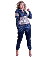 Selphies and Co Selphies Sequin Trimmings Tracksuit Set in Black and Rose Gold Sequin Photo