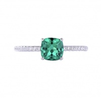 Lucid 925 Sterling Silver 4 Claw Emerald Micro Zircon Engagement Ring Photo