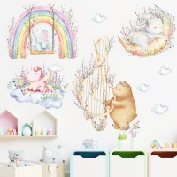 AOOYOU Wild Cartoon Animals with Rainbow Colors Art Sticker for Wall Decoration Photo