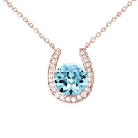 Stella Luna Horseshoe necklace- Swarovski Aquamarine Crystal Rosegold Photo
