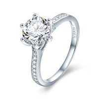Cosmic 925 Sterling Silver & White Gold Cubic Zircon Engagement Ring Photo