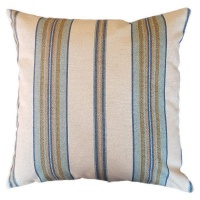 Beige Pillow/Cushion cover blue mustard stripe Photo