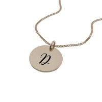 "Engraved Initial - D on 15mm Rose Gold-Plated Sterling Silver Disc" Photo