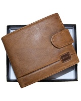 Fino Genuine Leather Bifold Wallets with Gift Box - L.Brown Photo