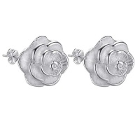 Silver Designer Dainty Rose Bud Earrings Photo