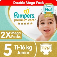 Pampers Premium Care - Size 5 Double Mega Pack - 176 Nappies Photo