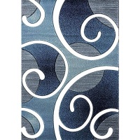 Carpet City Factory Shop Blue Twirl Pattern Rug - 160x230cm Photo