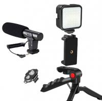 Andowl Vlogging Kit with Tripod LED Video Light & Phone Holder Q-ZJ09 Photo