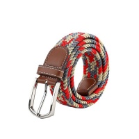 Multicolor Pin Styles Metal Buckle Knitted Canvas Elastic Waist Belt Photo