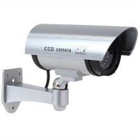 Dummy CCTV Security Camera with IR Wireless Flashing Red LED - Silver Photo