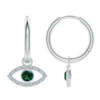 Stella Luna Evil Eye Hoop Earring -Swarovski Emerald crystal Photo