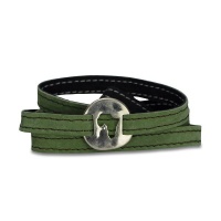 No Memo - Black & Olive Green "Bold" Reversible Bracelet Or Choker - 59 cm Photo