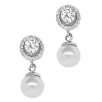 iDesire Halo Cubic Zirconia and Pearl Drop Stud Photo