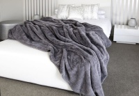 Sesli 3037 Sesli Faux Fur Blanket 2Ply – Queen/King Size - Grey Photo