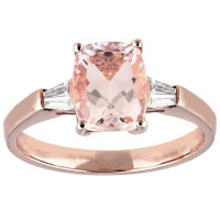 Kays Family Jewellers 2.06ct Radiant Morganite with 0.10ct Diamond Baguette Ring in 9K Rose Gold Photo