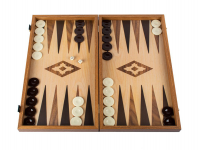 Manopoulos Backgammon Basic Medium Oak Walnut Replica Set Photo