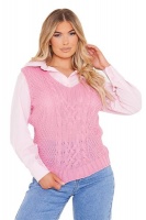 I Saw it First - Ladies Dusky Pink Cable Knit Sleeveless Vest Photo