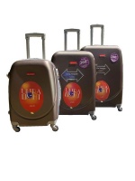 3 Piece Hard Outer Shell Protected Lightweight Luggage Set - Brown Photo