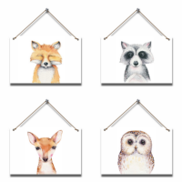 Imaginate Decor Imaginate - Baby Room Pictures - Furry Woodland Animal Friends - 4 Piece Photo