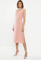 Women's Edit Sleeveless Slip Dress With Belt - Shell Pink Photo