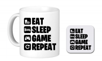 Graceful Accessories Eat Sleep Game Mug And Coaster Set Photo