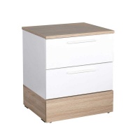 Adore Bedside Cabinet Nightstand 2 Large Drawers Oak/White 5 year Warranty Photo