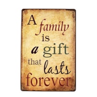DeBlequy Aankopen - Family is a Gift - Retro Vintage Metal Wall Plate Photo