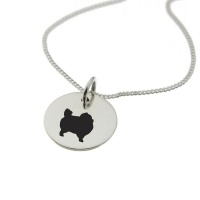 Pomeranian Dog Silhouette Sterling Silver Necklace with Chain Photo