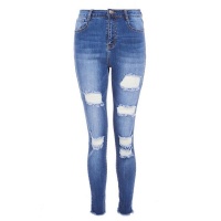 Quiz Ladies Ripped Skinny Jeans - Blue Photo