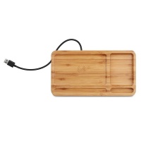 Bamboo Wood Wireless Charging Pad Desktop Organizer Wireless Charger Photo