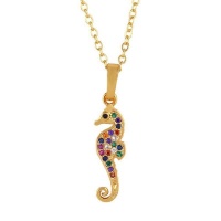 Rainbow Seahorse Gold Necklace Photo