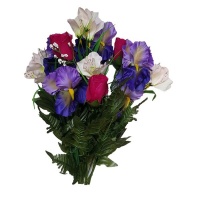 Artificial Flower Bouquet of Iris Lily's & Roses Photo