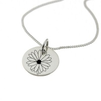 Daisy of April Birth Flower Sterling Silver Necklace Photo
