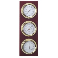 ANVI 30.3915 4-in-1 Barometer & Clock - Brass & Dark Wood Photo