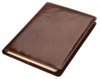 Adpel A5 Vitello Leather Refillable Notebook 192 Cream Lined Pages - Brown Photo